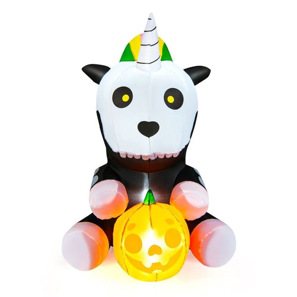 150 CM Halloween Inflatable Skeleton Unicorn with Pumpkin Lantern