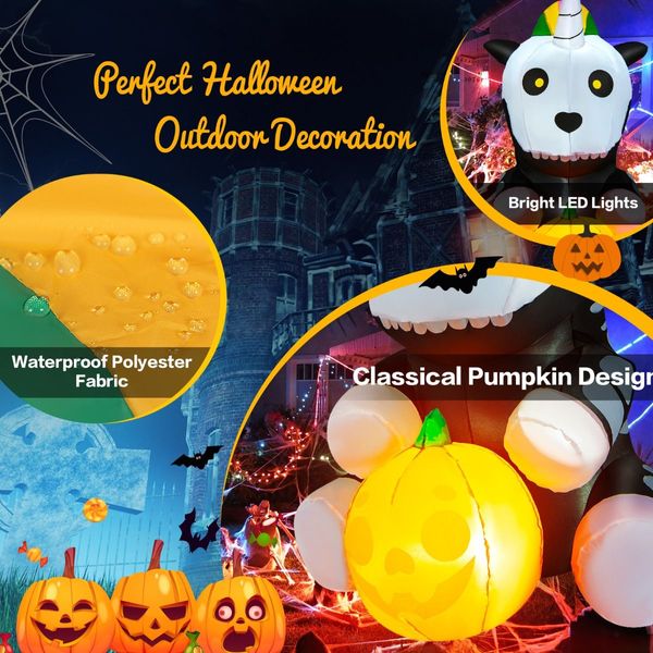 150 CM Halloween Inflatable Skeleton Unicorn with Pumpkin Lantern