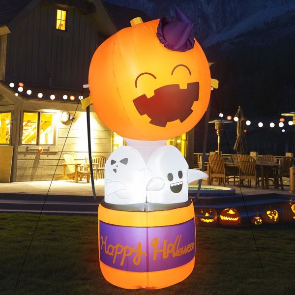 180CM Halloween Inflatable Pumpkin Hot Air Balloon with Ghosts