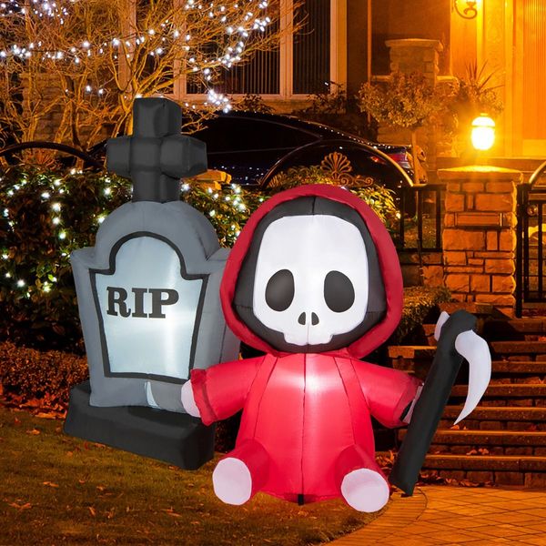 150CM Halloween Blow Up Grim Reaper Ghost & Tombstone for Party & Lawn