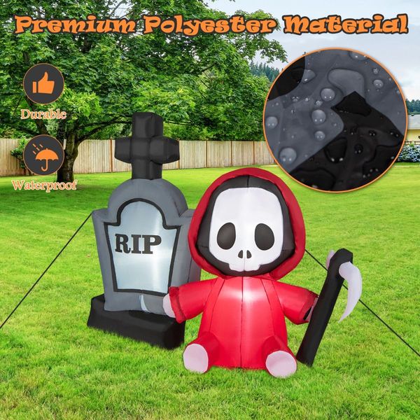 150CM Halloween Blow Up Grim Reaper Ghost & Tombstone for Party & Lawn