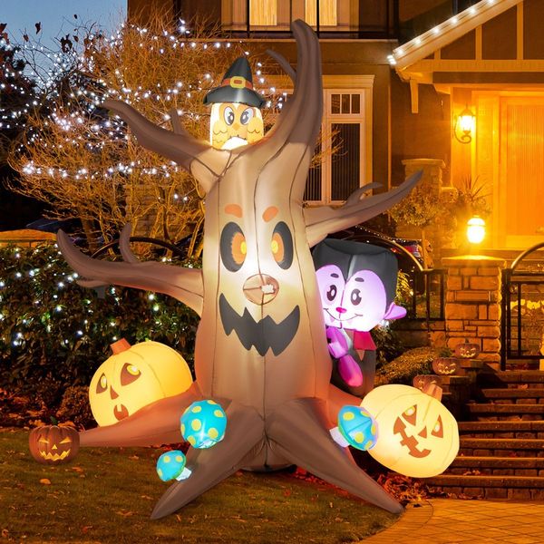 180 CM Halloween Inflatable Dead Tree with Vampire & Owl & Bat & Pumpkin