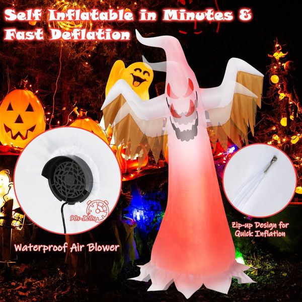 180 CM Halloween Inflatable Fire Ghost with Built-in Flame LED Light