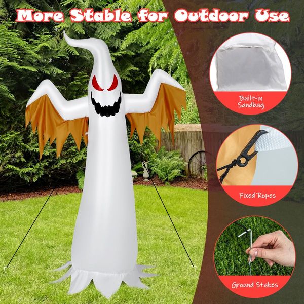 180 CM Halloween Inflatable Fire Ghost with Built-in Flame LED Light