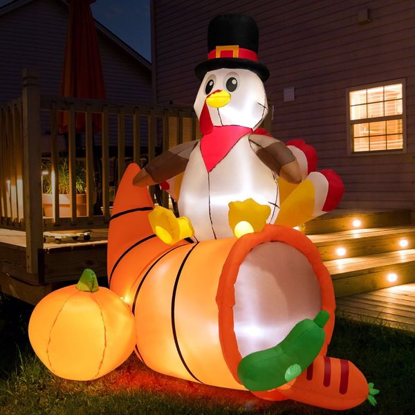 180 CM Thanksgiving Inflatable Turkey on Cornucopia for Family