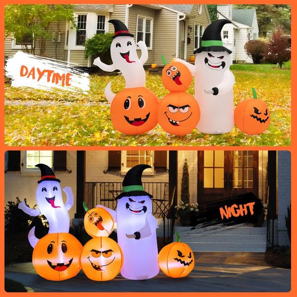 170CM Long Halloween Inflatable 4 Pumpkins & 2 Ghosts Combo for Decoration