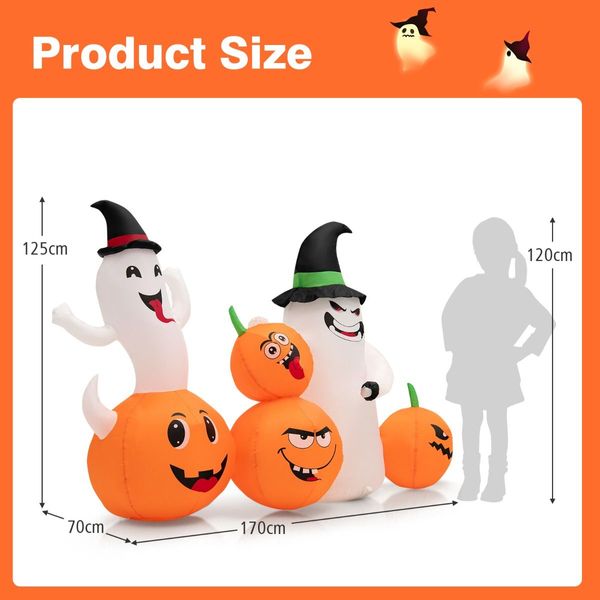 170CM Long Halloween Inflatable 4 Pumpkins & 2 Ghosts Combo for Decoration