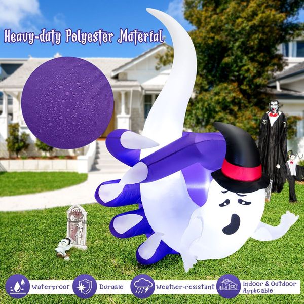 180 CM Inflatable White Ghost with Sharp Claws for Halloween Decoration