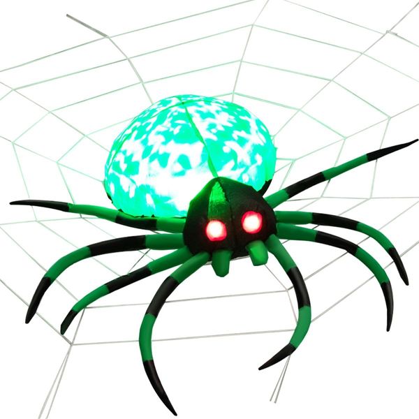 Halloween Inflatable Spider with Cobweb for Yard & Party & Garden & Lawn