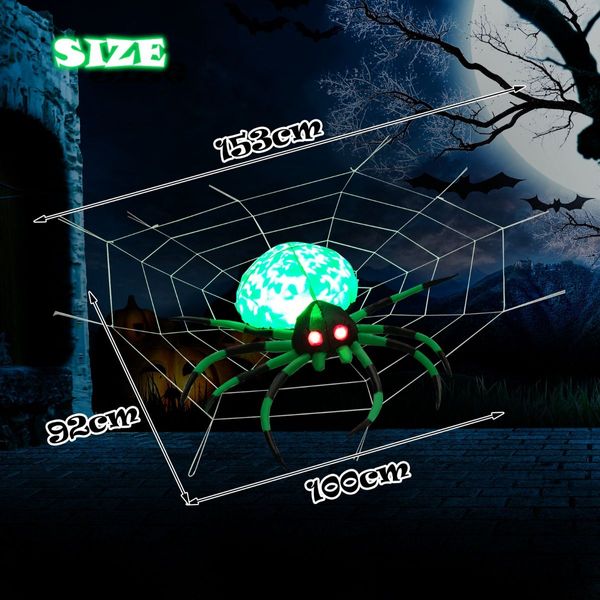 Halloween Inflatable Spider with Cobweb for Yard & Party & Garden & Lawn