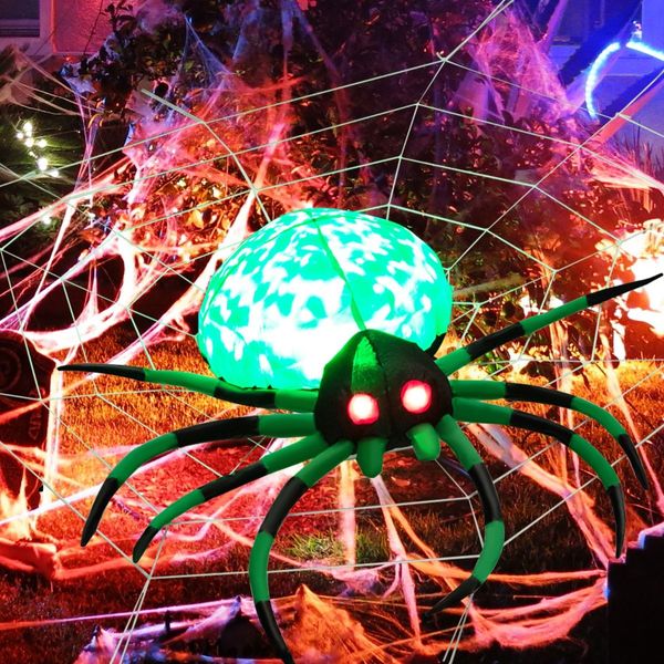 Halloween Inflatable Spider with Cobweb for Yard & Party & Garden & Lawn