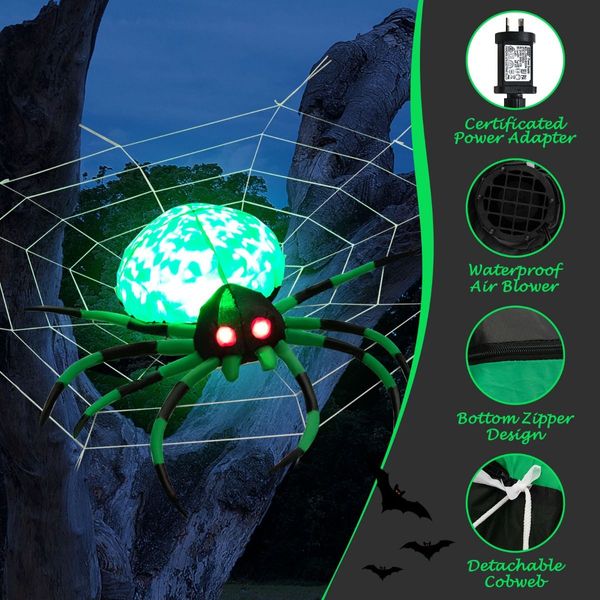 Halloween Inflatable Spider with Cobweb for Yard & Party & Garden & Lawn