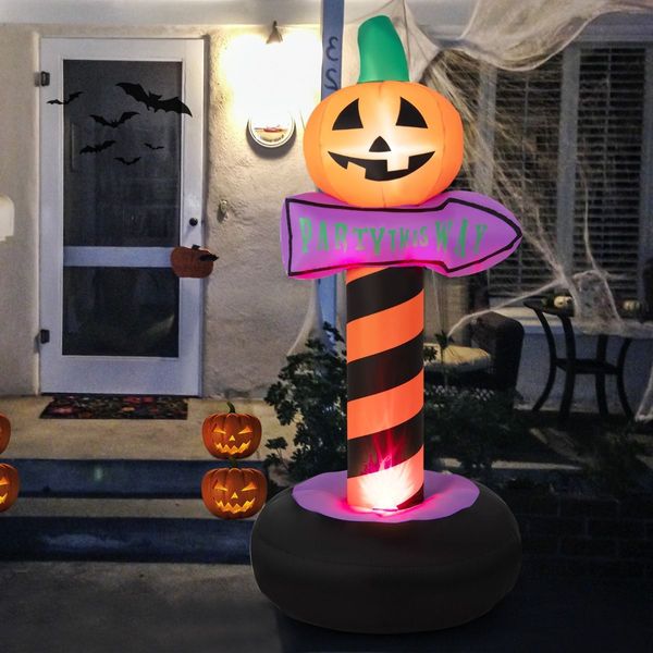 180 cm Halloween Inflatable Pumpkin Road Sign for Backyard & Garden