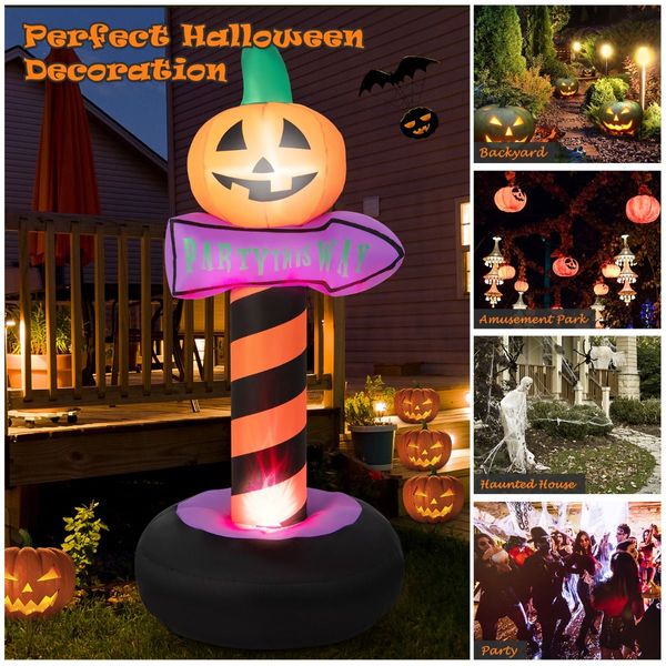 180 cm Halloween Inflatable Pumpkin Road Sign for Backyard & Garden