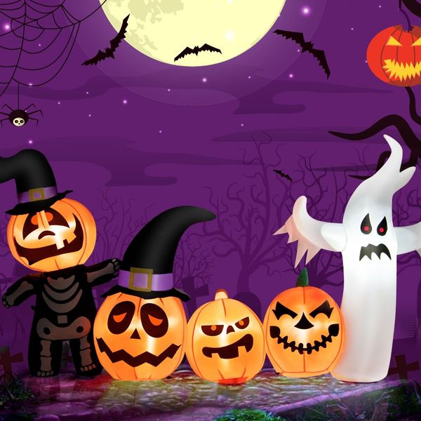 226CM Halloween Inflatable Pumpkin Combo with Ghost & Witches Hats