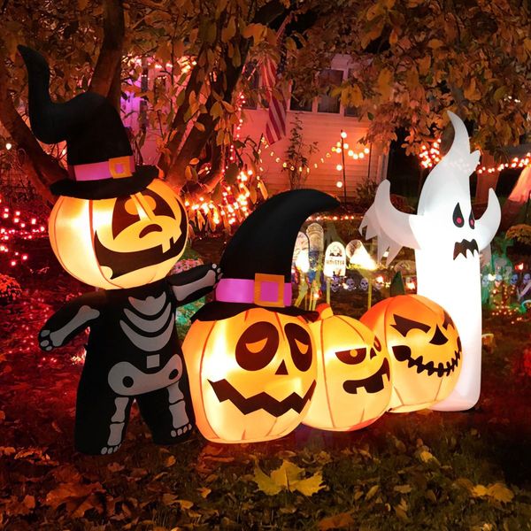 226CM Halloween Inflatable Pumpkin Combo with Ghost & Witches Hats