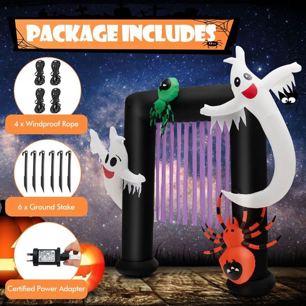 230CM Halloween Inflatable Archway with 2 Haunted Ghosts & 2 Spiders