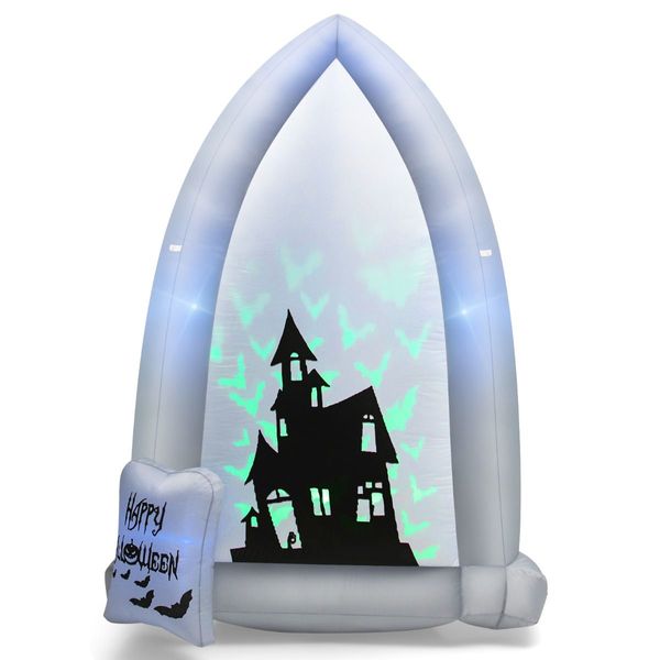 210 CM Halloween Inflatable Tombstone with Blower & Bat LED Projector