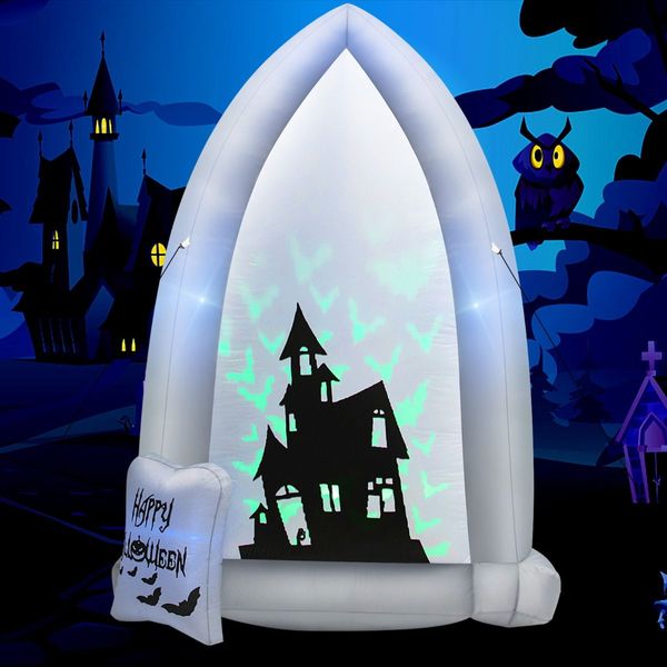 210 CM Halloween Inflatable Tombstone with Blower & Bat LED Projector