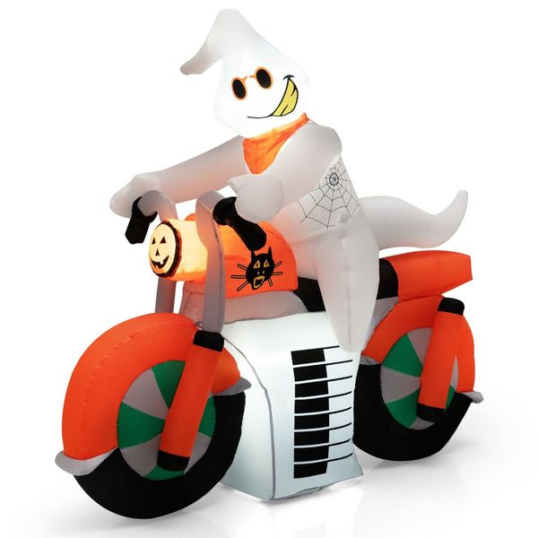 155CM Tall Halloween Inflatable Ghost Riding on Motor Bike