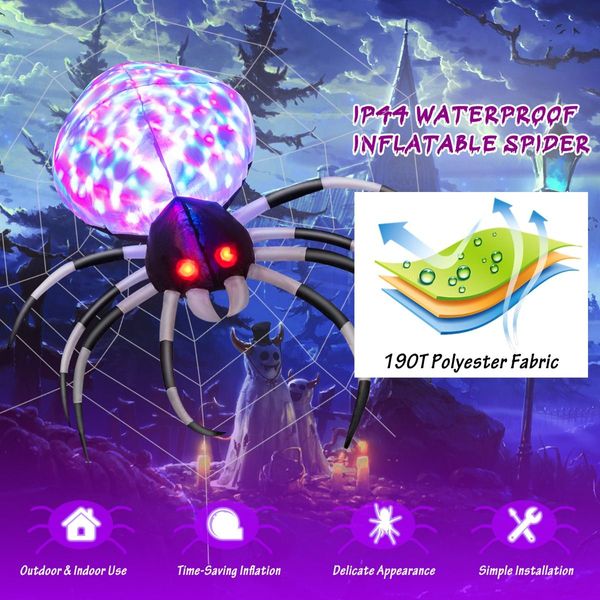 105CM Wall Halloween Inflatable Spider with Multi-colour Lights