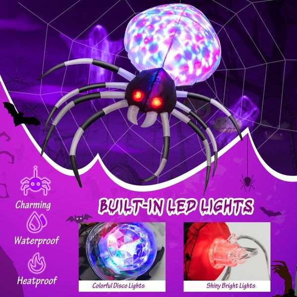 105CM Wall Halloween Inflatable Spider with Multi-colour Lights