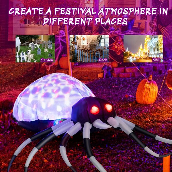 105CM Wall Halloween Inflatable Spider with Multi-colour Lights