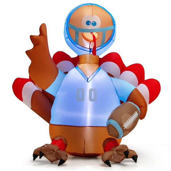 150 CM Inflatable Turkey Football Player with LED Lights for Thanksgiving