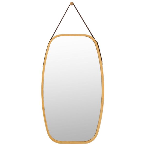 Hanging Wall-Mounted Mirror with Bamboo Frame