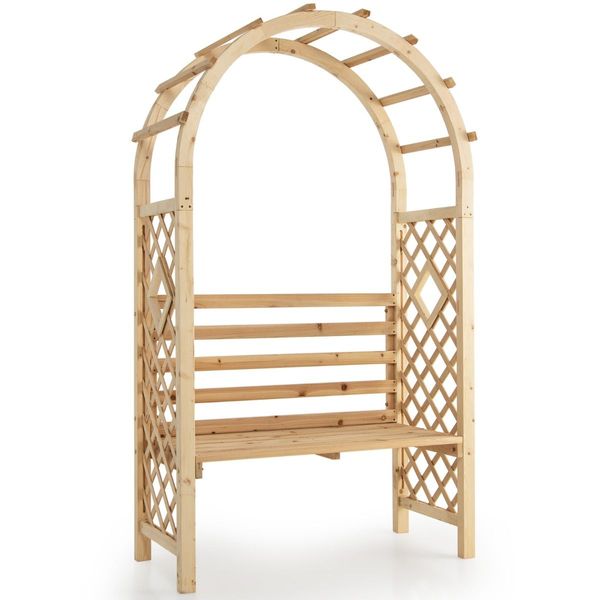 Wooden Garden Arbor with Relaxing Bench for Wedding & Party