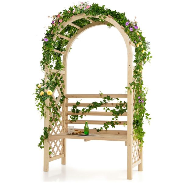 Wooden Garden Arbor with Relaxing Bench for Wedding & Party