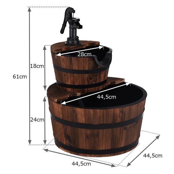 2 Tier Fountain Barrel for Garden