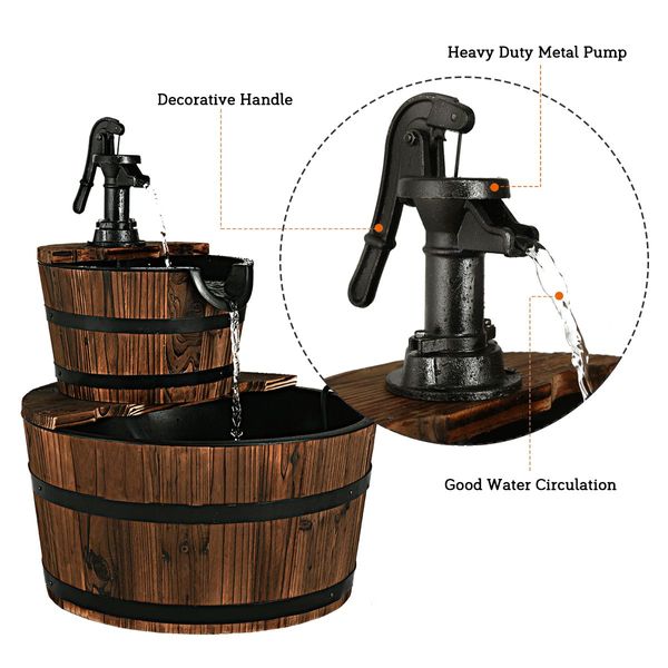 2 Tier Fountain Barrel for Garden