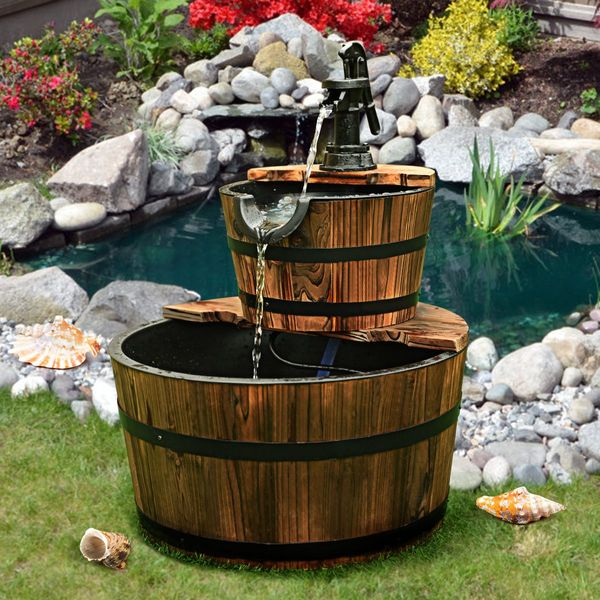 2 Tier Fountain Barrel for Garden