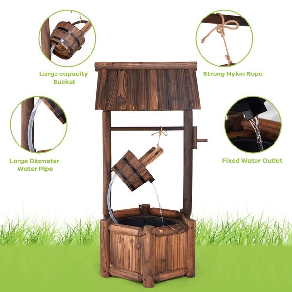 Wooden Water Fountain with Electric Pump for Decor/Patio