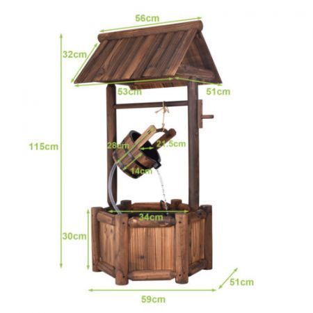 Wooden Water Fountain with Electric Pump for Decor/Patio