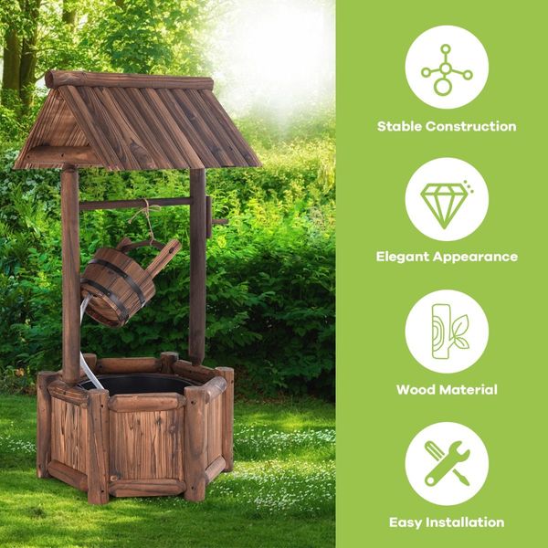 Wooden Water Fountain with Electric Pump for Decor/Patio