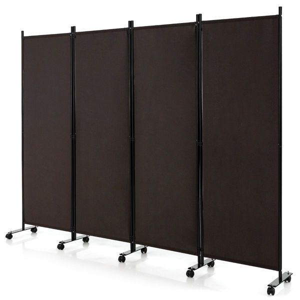 1.73m 4-Panel Folding Room Divider with Lockable Wheels