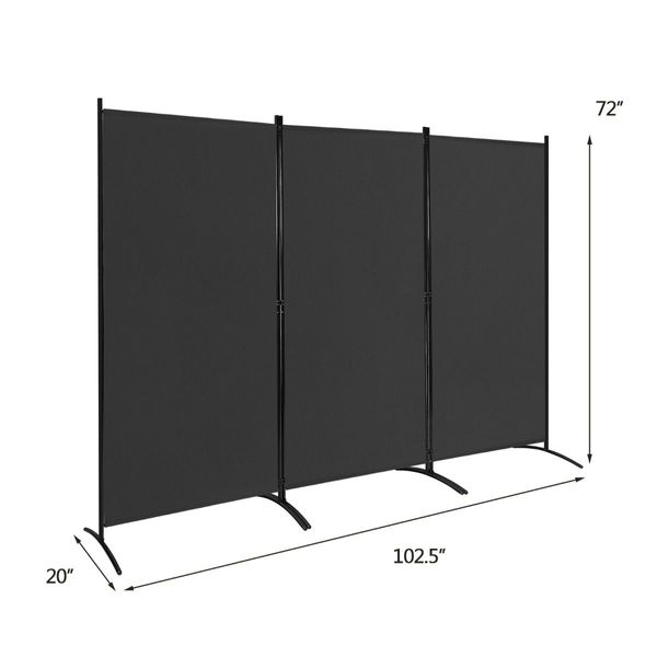 3-Panel Folding Room Divider with Durable Hinges Steel Base for Home/Office/Bathroom