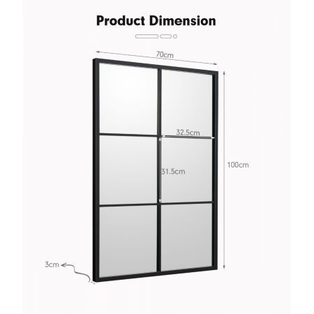 Wall Mirror with Black Metal Frame for Bedroom