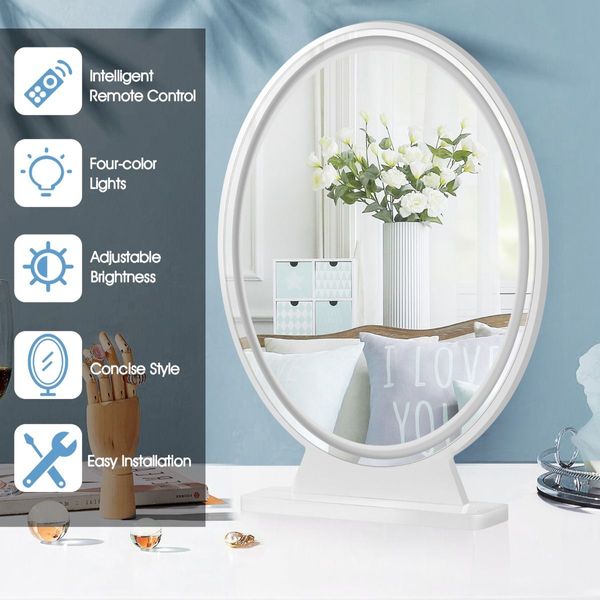 Large Lighted Makeup Mirror with Remote Control & 4 Colour Modes