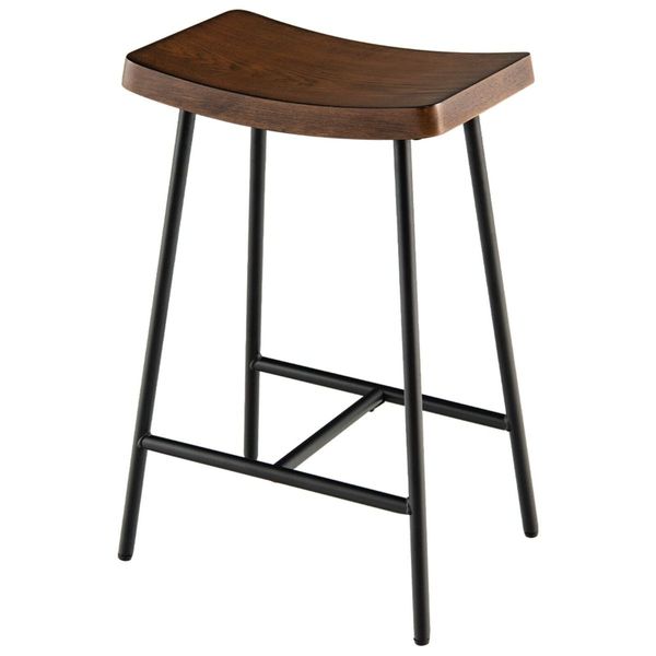 Backless Bar Stool with Footrest and Adjustable Foot Pads for Kitchen & Pub