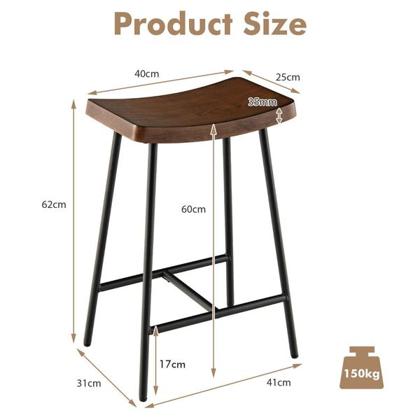 Backless Bar Stool with Footrest and Adjustable Foot Pads for Kitchen & Pub