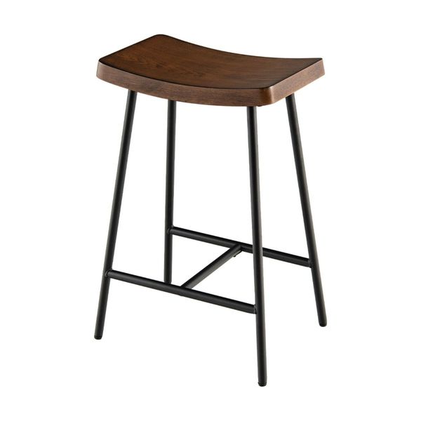 Backless Bar Stool with Footrest and Adjustable Foot Pads for Kitchen & Pub