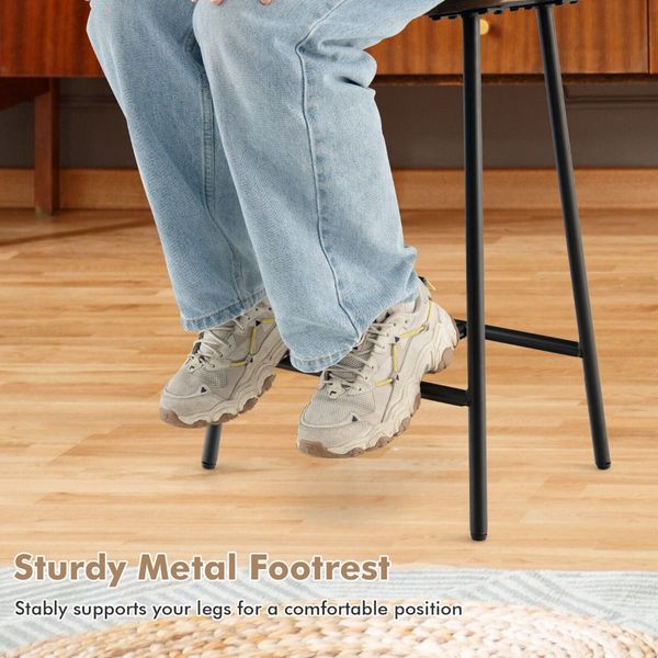 Backless Bar Stool with Footrest and Adjustable Foot Pads for Kitchen & Pub