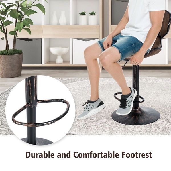 Set of 2 Adjustable Swivel Bar Stool with Footrest & Backrests