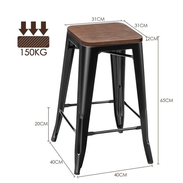 Set of 4 Metal Bar Stool with Solid Iron Legs for Dining Room