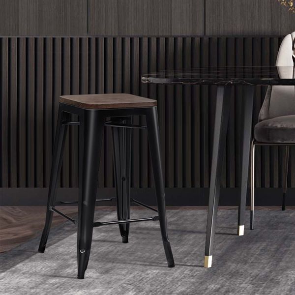 Set of 4 Metal Bar Stool with Solid Iron Legs for Dining Room