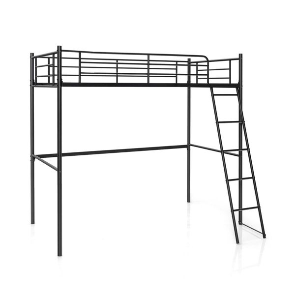 Heavy-duty Steel Bed Frame with High Guard Rails for Relaxation