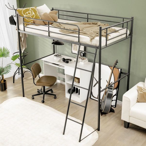 Heavy-duty Steel Bed Frame with High Guard Rails for Relaxation